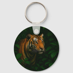Majestic Bengal Tiger Jungle Portrait Wildlife Keychain