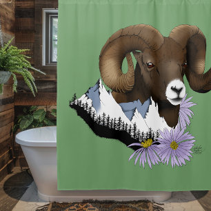 Majestic Bighorn Brown Sheep Ram Green Mountains