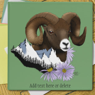 Majestic Bighorn Brown Sheep Ram Green Mountains Binder
