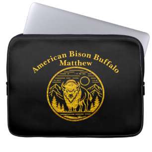 Majestic Bison in Mountain Landscape Laptop Sleeve