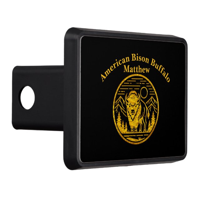 Majestic Bison in Mountain Landscape Trailer Hitch Cover (Right)