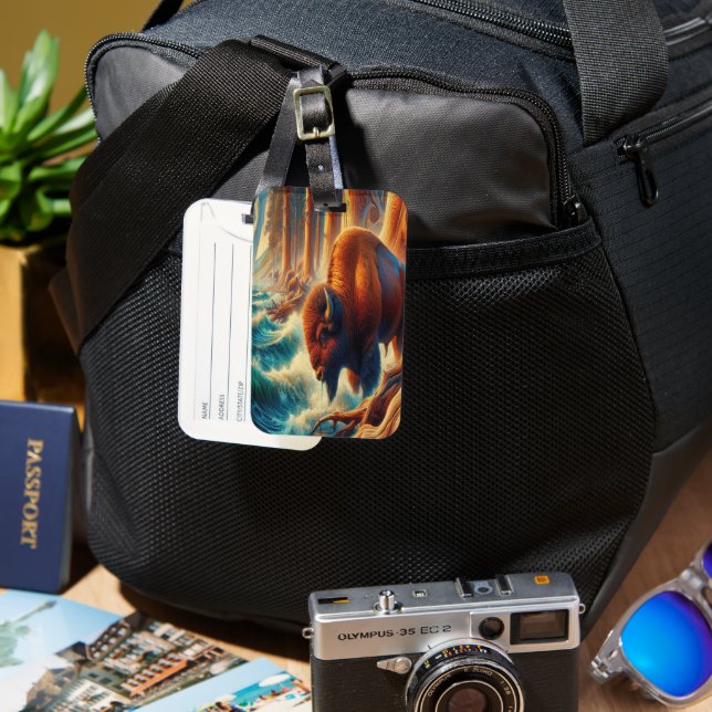 majestic bison stands tall  luggage tag (Front & Back)