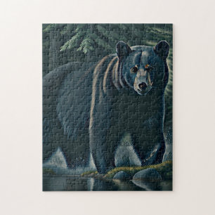 Majestic Black Bear Of The North Woods Jigsaw Puzzle