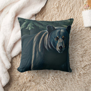 Majestic Black Bear Of The North Woods Throw Pillow