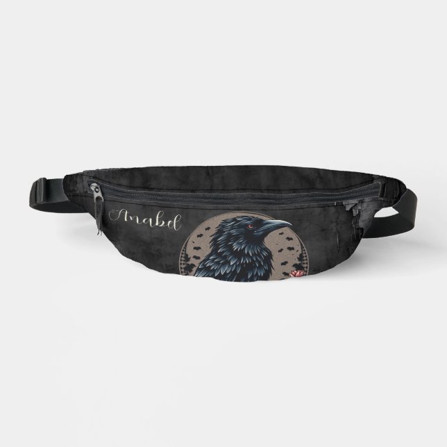 Majestic black raven  fanny pack (Front)