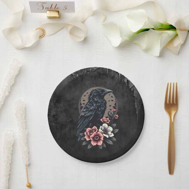 Majestic black raven  paper plate (Wedding)