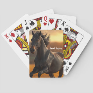 Majestic Black Stallion Horse Autumn Sunset Landsc Playing Cards