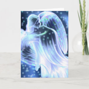 Majestic Blue Angel With Stars Greeting Card