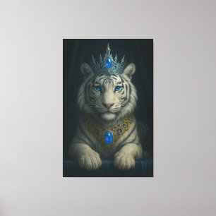 Majestic Blue Crown Royal Tiger – Luxury Fine Art  Canvas Print