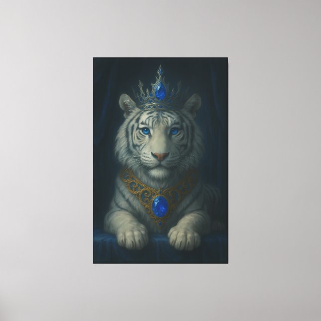 Majestic Blue Crown Royal Tiger – Luxury Fine Art  Canvas Print (Front)