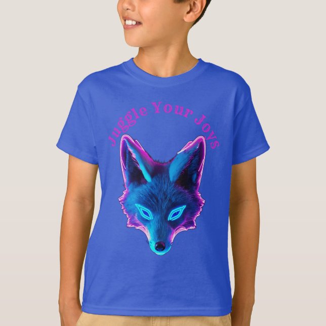 Majestic Blue Fox Cyberpunk Logo  T-Shirt (Front)
