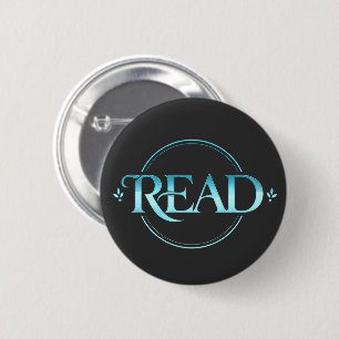 Majestic Blue Glass Typography "READ" Art 2 Inch Round Button