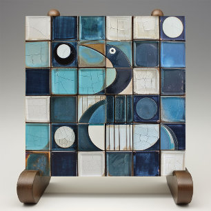 Majestic Blue Heron Mosaic Faux Relief Tile