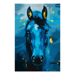 Majestic Blue Horse Art – Strength and Elegance Poster