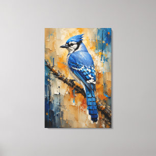 Majestic Blue Jay Abstract Canvas Print
