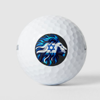 Majestic Blue Lion of Judah with Star of David Golf Balls