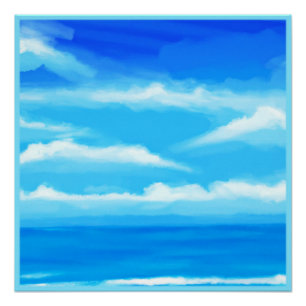 Majestic Blue Sky Painting Poster