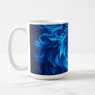 Majestic Blue Wolf Glowing Fantasy Wildlife Art Coffee Mug