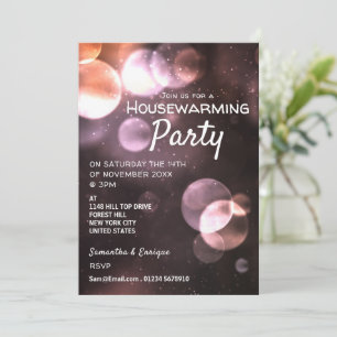 Majestic Bokeh Lights, Housewarming Party Invite