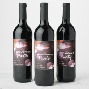 Majestic Bokeh Lights, Housewarming Party Wine Label