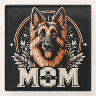 Majestic Bond: Gee Vaucher German Shepherd Dog Mom Glass Coaster