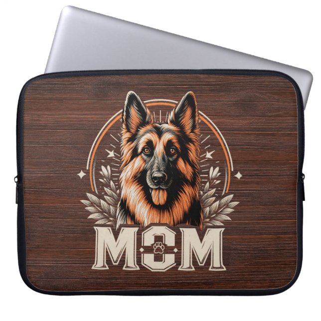 Majestic Bond: Gee Vaucher German Shepherd Dog Mom Laptop Sleeve (Front)