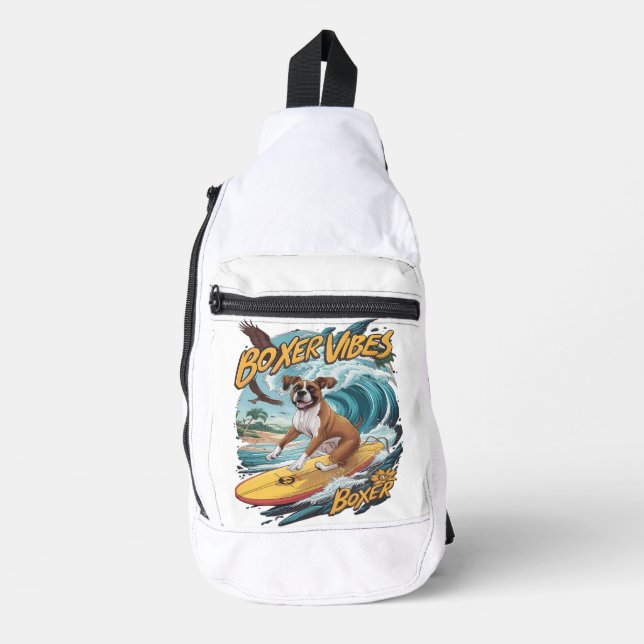 Majestic Boxer Dog Surfing Sling Bag (Front)