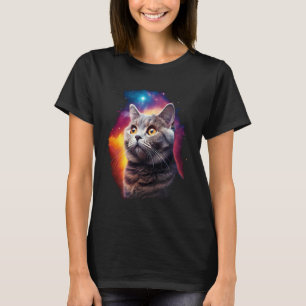 Majestic British Shorthair Cat in Space Kids & Adu T-Shirt