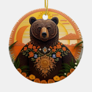 Majestic Brown Bear  Ceramic Ornament