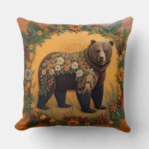Majestic Brown Bear Throw Pillow