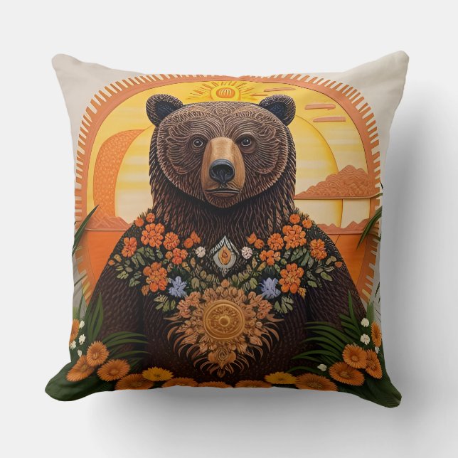 Majestic Brown Bear  Throw Pillow (Front)