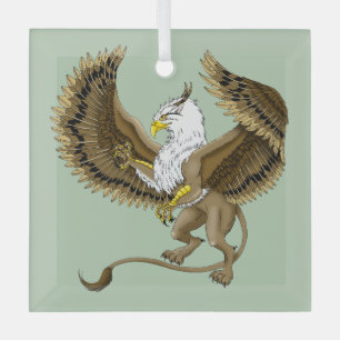 Majestic Brown Fantasy Griffin Mythical Gryphon Glass Ornament