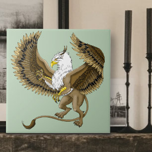 Majestic Brown Fantasy Griffin Mythical Gryphon Tile