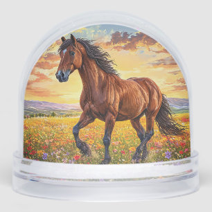 Majestic Brown Horse Running Snowglobe