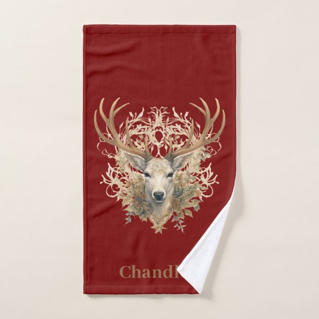 Majestic Buck - Custom Name Bath Towel Set (Hand Towel)