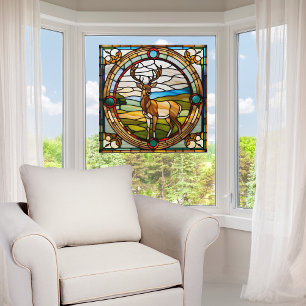 Majestic Buck Faux Stained Glass Window Cling