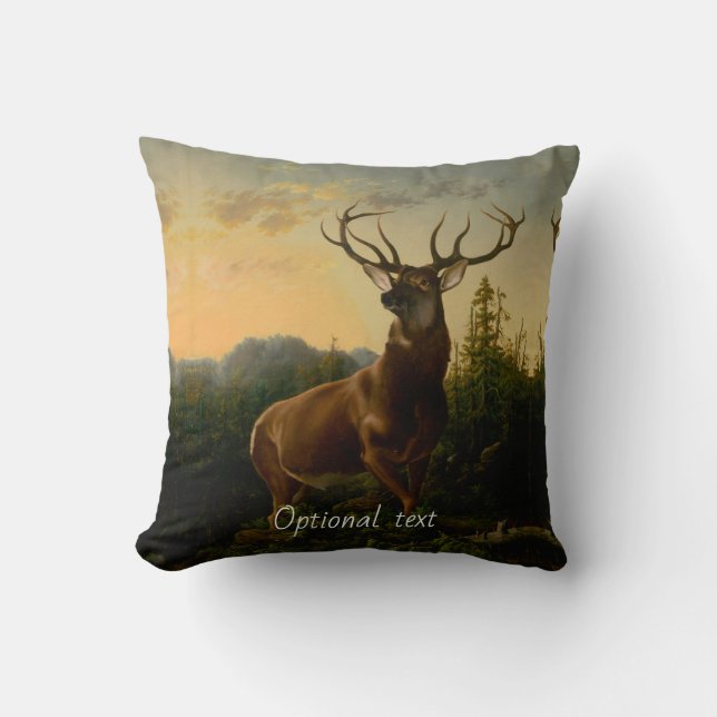 Majestic Buck Throw Pillow (Front)