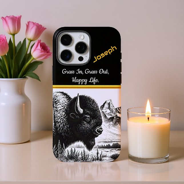 Majestic Buffalo Grazing Near Rugged Mountains Case-Mate iPhone Case (Creator Uploaded)