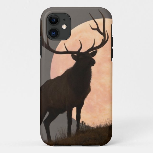 Majestic Bull Elk and Full Moon Rise Case-Mate iPhone Case (Back)