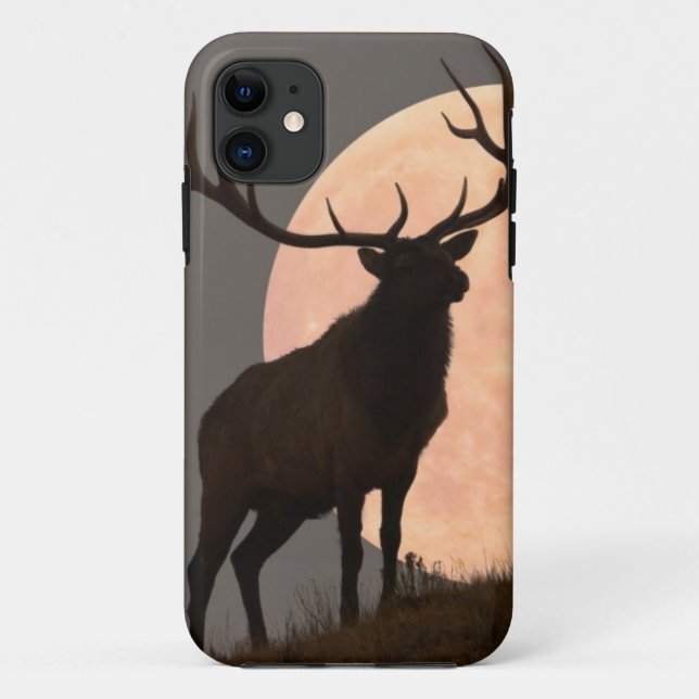 Majestic Bull Elk and Full Moon Rise Case-Mate iPhone Case (Back)