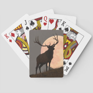 Majestic Bull Elk and Full Moon Rise Playing Cards