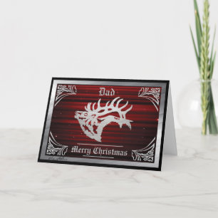 Majestic Bull Elk Silhouette Holiday Card