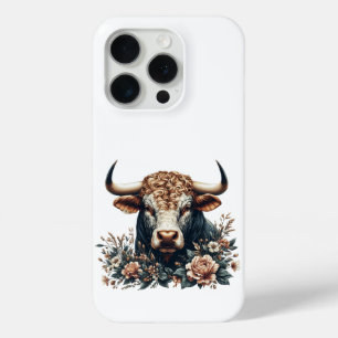 Majestic Bull in Bloom iPhone 15 Pro Case