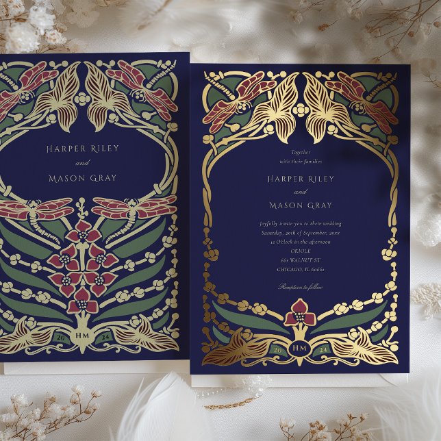 Majestic Burgundy Navy Blue Art Nouveau Wedding (Creator Uploaded)