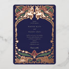 Majestic Burgundy Navy Blue Art Nouveau Wedding