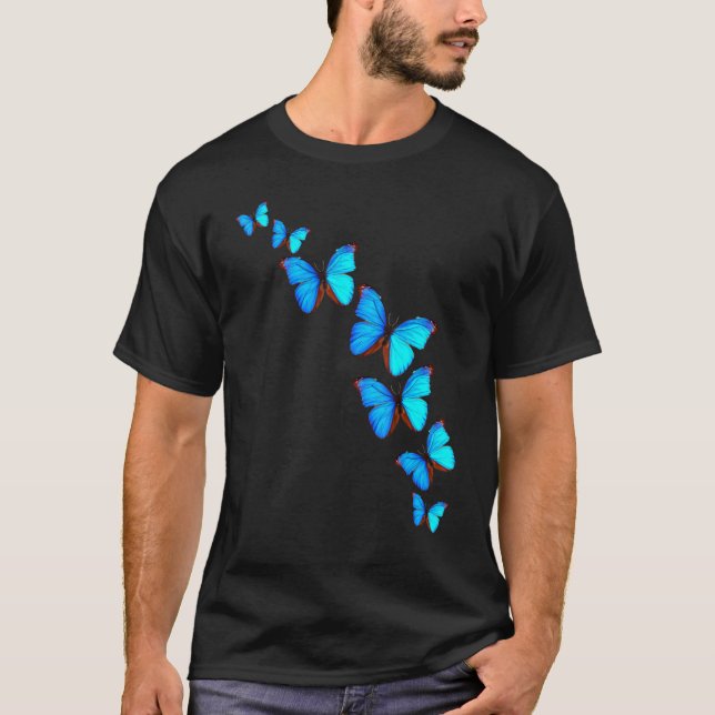 Majestic Butterfly  Blue Butterflies Morpho 1 T-Shirt (Front)