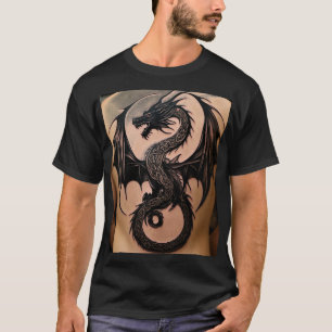 Majestic Celtic Dragon: Black Minimalist Tattoo T-Shirt