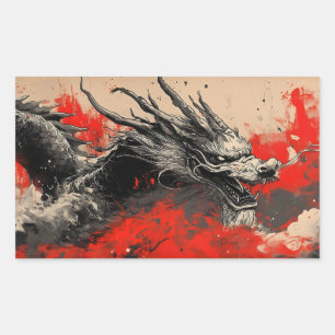 Majestic Chinese Dragon with Red Ink Splatter  Sticker