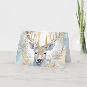 Majestic Christmas Deer in Blue and Gold  Card