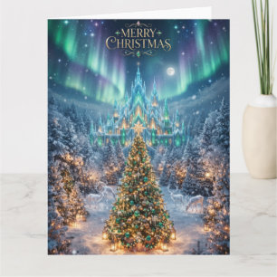 Majestic Christmas Tree and Ice Castle Design Card